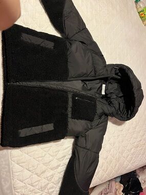 Black Puffer & Sherpa Hooded Jacket